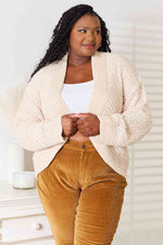 Double Take Open Front Long Sleeve Cardigan - Ladyez