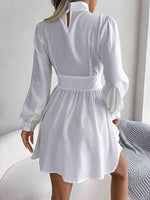 Cutout Turtleneck A-Line Mini Dress - Ladyez