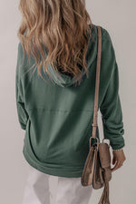V-Neck Long Sleeve Hooded Top - Ladyez