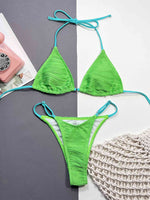 Ribbed Halter Neck Two-Piece Bikini Set - Ladyez