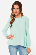 Full Size Round Neck Back Pleated Blouse - Ladyez