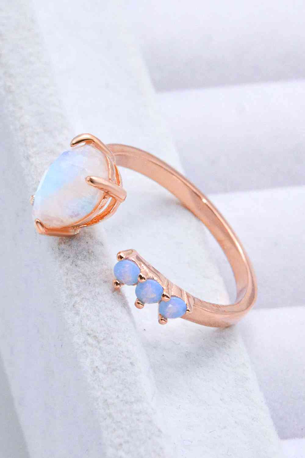 18K Rose Gold-Plated Moonstone Open Ring - Ladyez