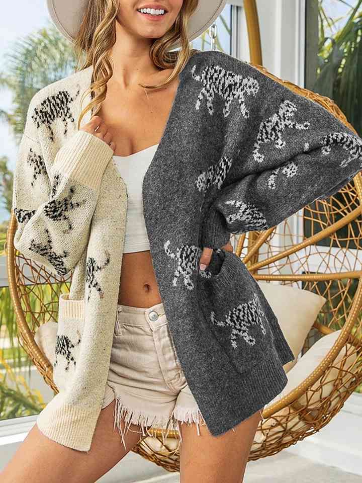 Open Front Cardigan with Pockets - Ladyez