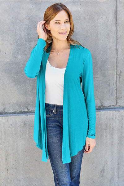 Basic Bae Full Size Open Front Long Sleeve Cardigan - Ladyez