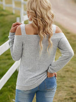 Full Size Cutout Cold Shoulder Blouse - Ladyez