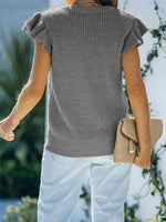 Round Neck Cap Sleeve Sweater - Ladyez