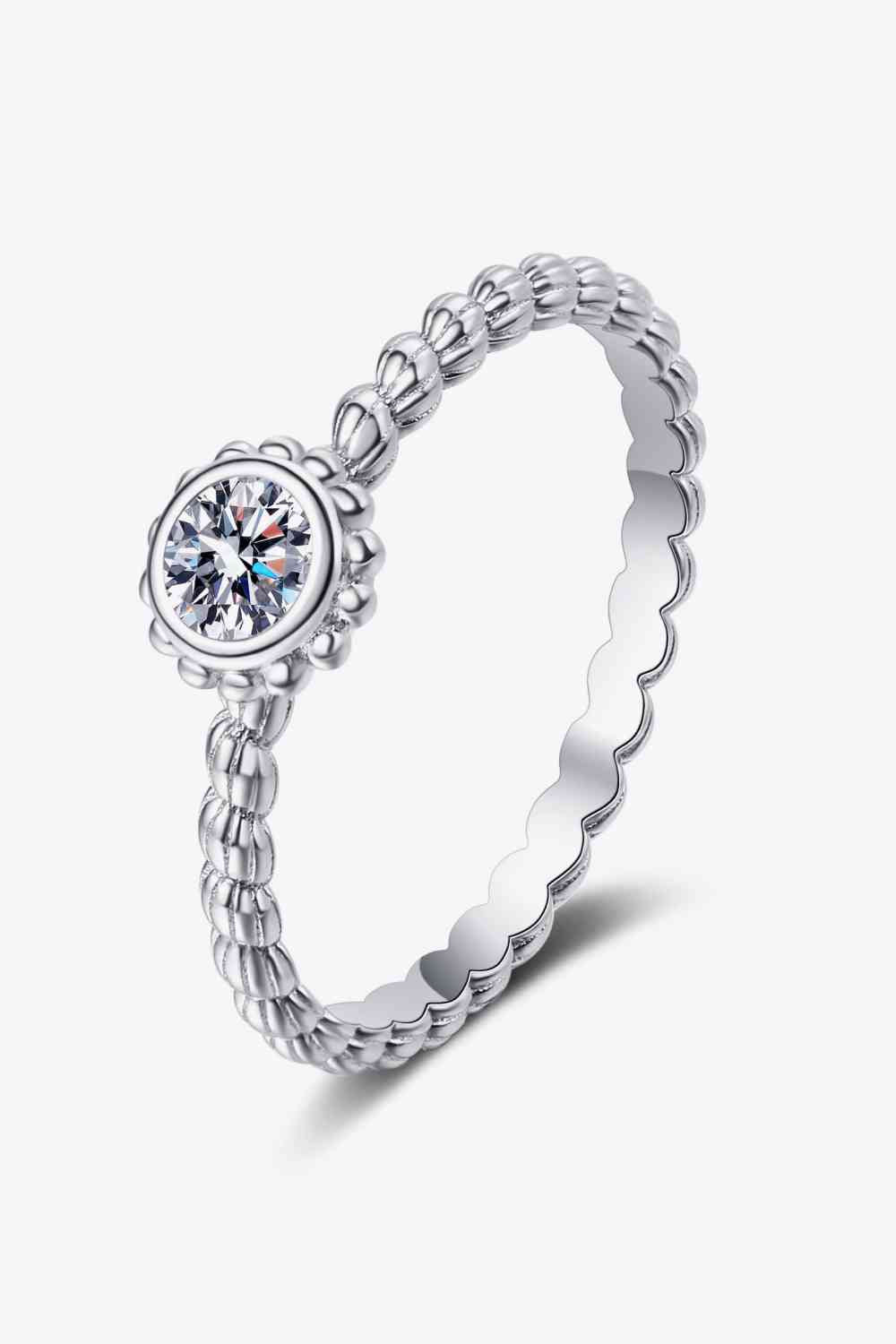 Moissanite Rhodium-Plated Ring - Ladyez