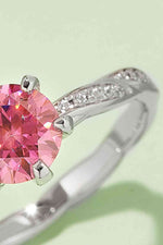 1 Carat Moissanite Contrast 925 Sterling Silver Ring - Ladyez