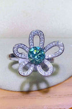 1 Carat Moissanite Flower Shape Open Ring - Ladyez
