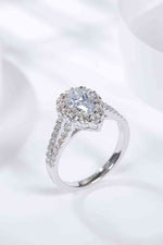 1 Carat Moissanite Teardrop Split Shank Ring - Ladyez