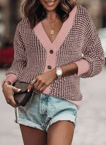 Woven Right Waffle-Knit Drop Shoulder Button-Down Cardigan - Ladyez