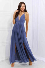 OneTheLand Captivating Muse Open Crossback Maxi Dress - Ladyez