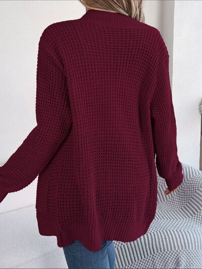 Open Front Long Sleeve Cardigan with Pockets - Ladyez