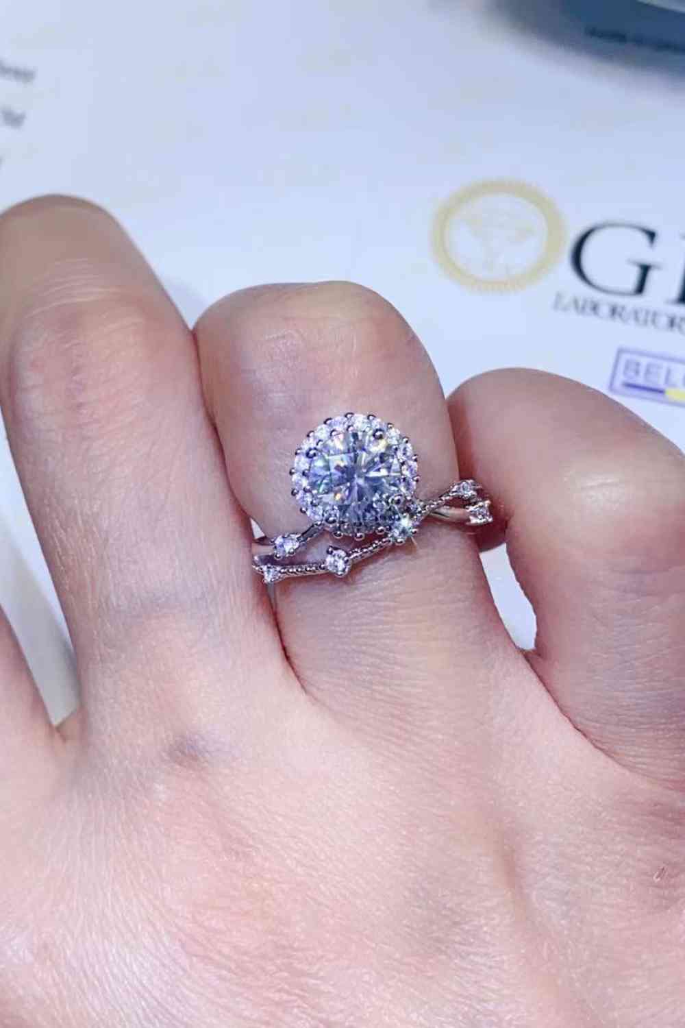 1 Carat Moissanite Platinum-Plated Ring - Ladyez
