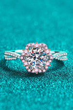 1 Carat Moissanite Flower-Shaped Crisscross Ring - Ladyez
