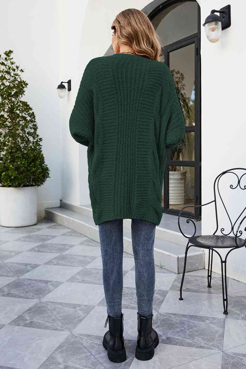 Open Front Dolman Sleeve Cardigan - Ladyez