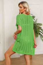 Openwork Side Slit Knit Dress - Ladyez