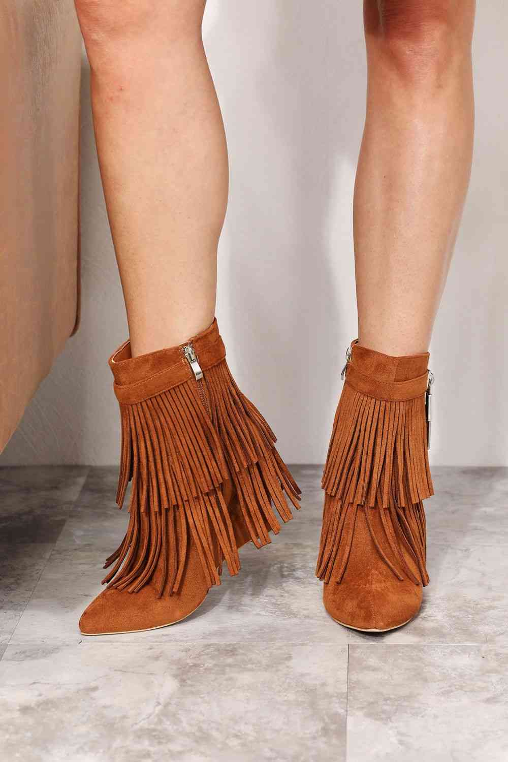 Legend Women's Tassel Wedge Heel Ankle Booties - Ladyez