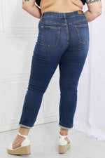 Judy Blue Crystal Full Size High Waisted Cuffed Boyfriend Jeans - Ladyez