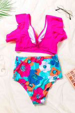Cropped Swim Top and Floral Bottoms Set - Ladyez