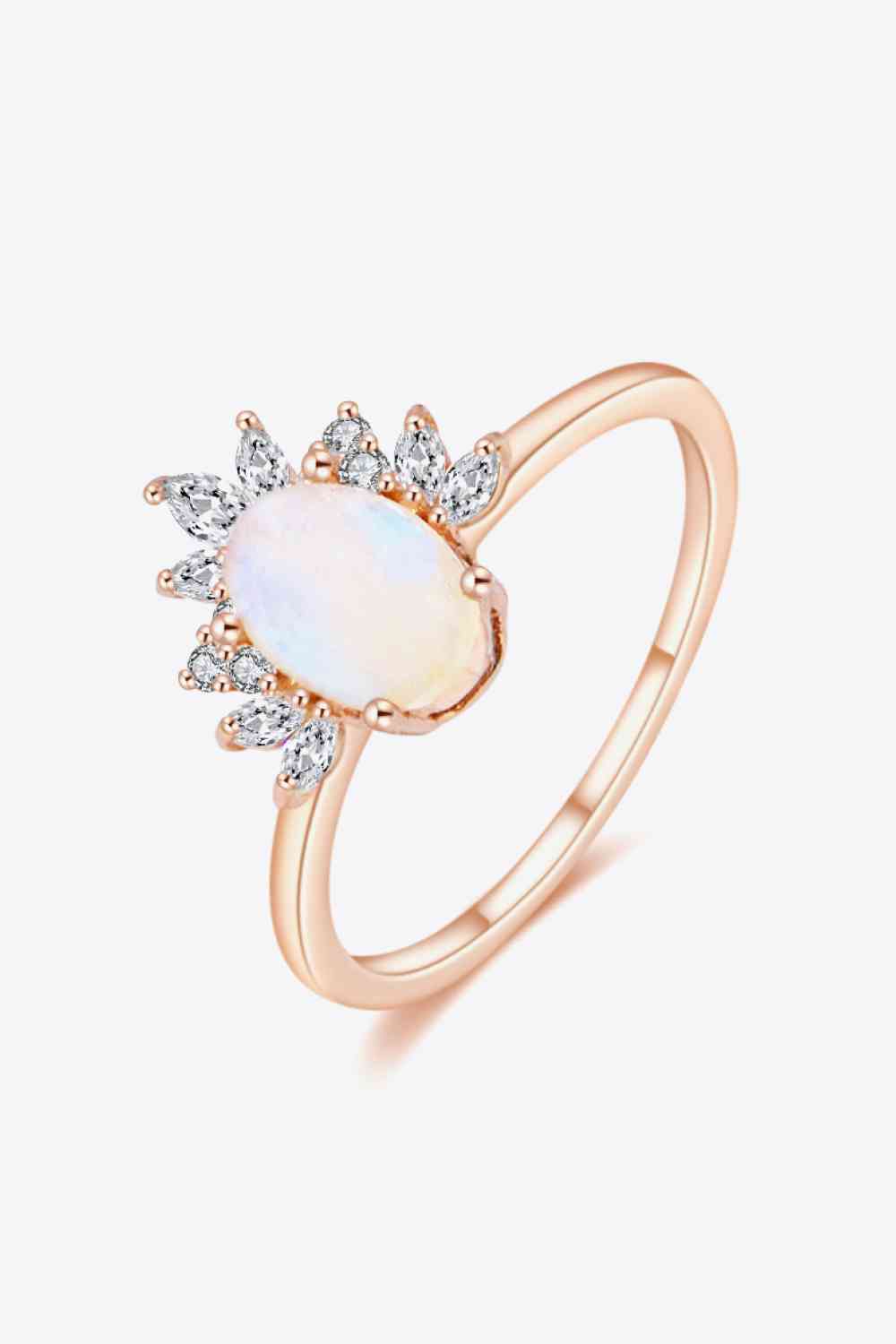 18K Rose Gold-Plated Natural Moonstone Ring - Ladyez