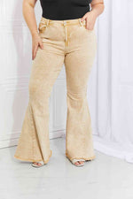 Color Theory Flip Side Fray Hem Bell Bottom Jeans in Yellow - Ladyez
