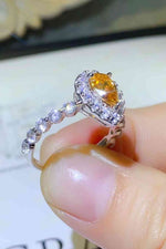1 Carat Moissanite Contrast Teardrop Ring - Ladyez