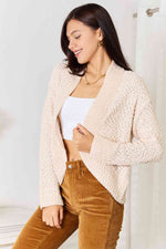 Double Take Open Front Long Sleeve Cardigan - Ladyez
