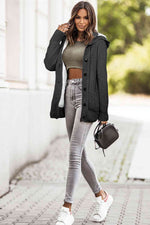 Cable-Knit Fleece Lining Button-Up Hooded Cardigan - Ladyez