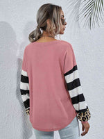 Leopard Striped Waffle-Knit Top - Ladyez