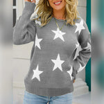 Star Pattern Round Neck Sweater - Ladyez