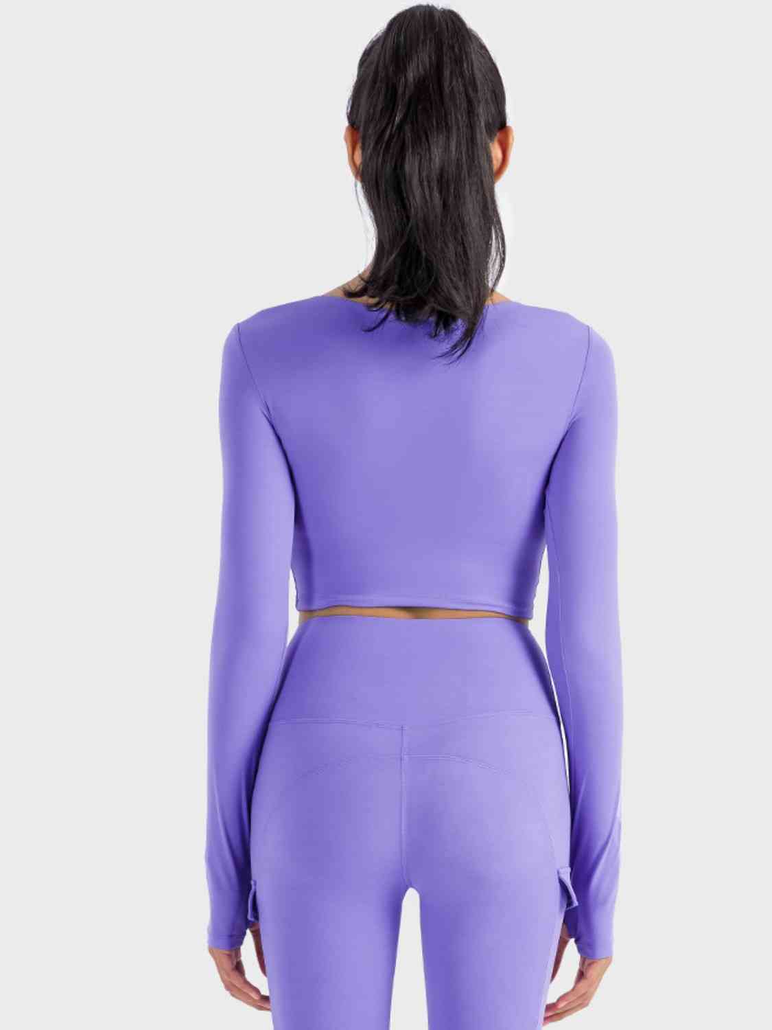 Ruched Cropped Long Sleeve Sports Top - Ladyez