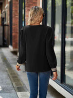V-Neck Long Sleeve Blouse - Ladyez