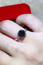 2 Carat Black Moissanite Platinum-Plated Ring - Ladyez