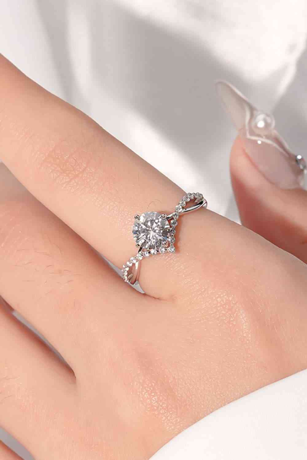 1 Carat Moissanite 925 Sterling Silver Ring - Ladyez