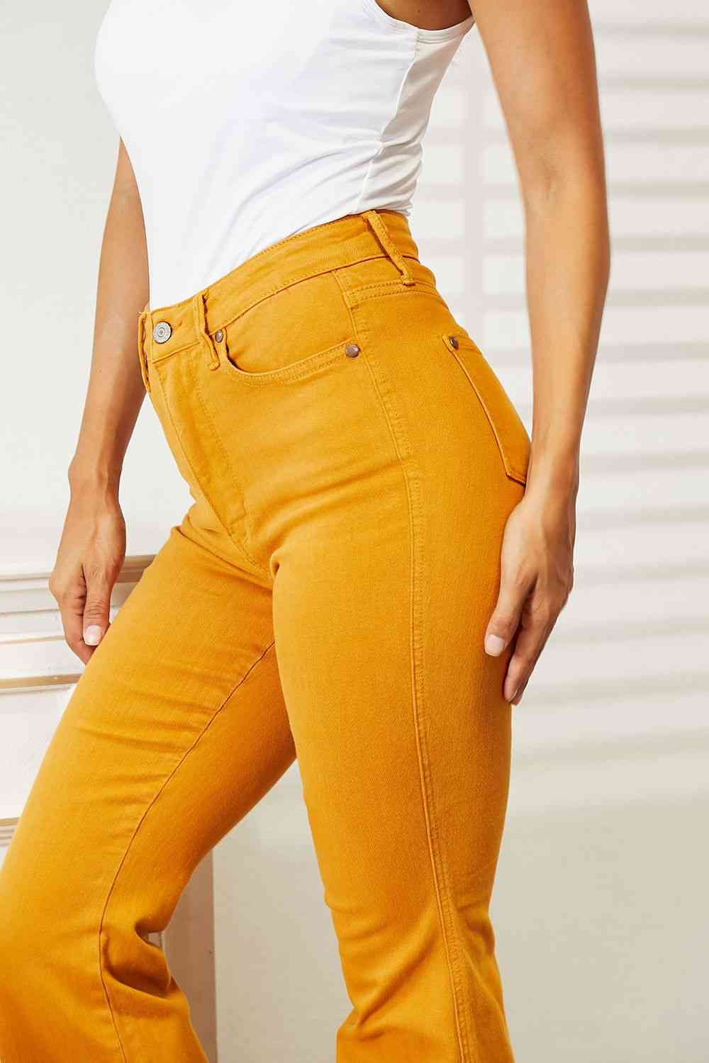 Judy Blue Full Size High Waist Tummy Control Garment Dyed Flare Jeans - Ladyez