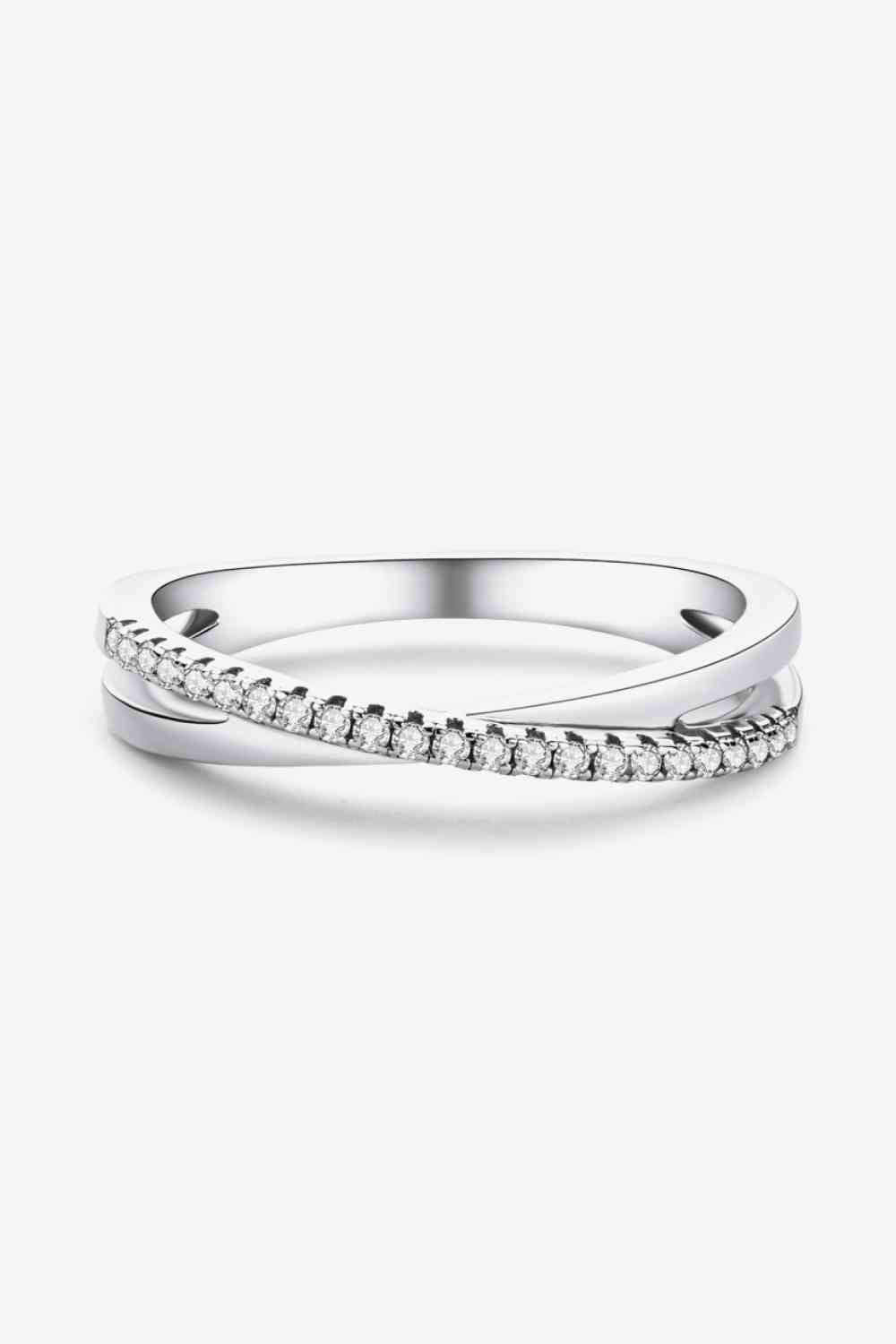 925 Sterling Silver Crisscross Moissanite Ring - Ladyez