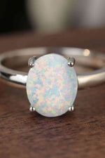 925 Sterling Silver Opal Solitaire Ring - Ladyez