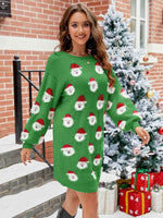 Round Neck Dropped Shoulder Sweater Dress - Ladyez