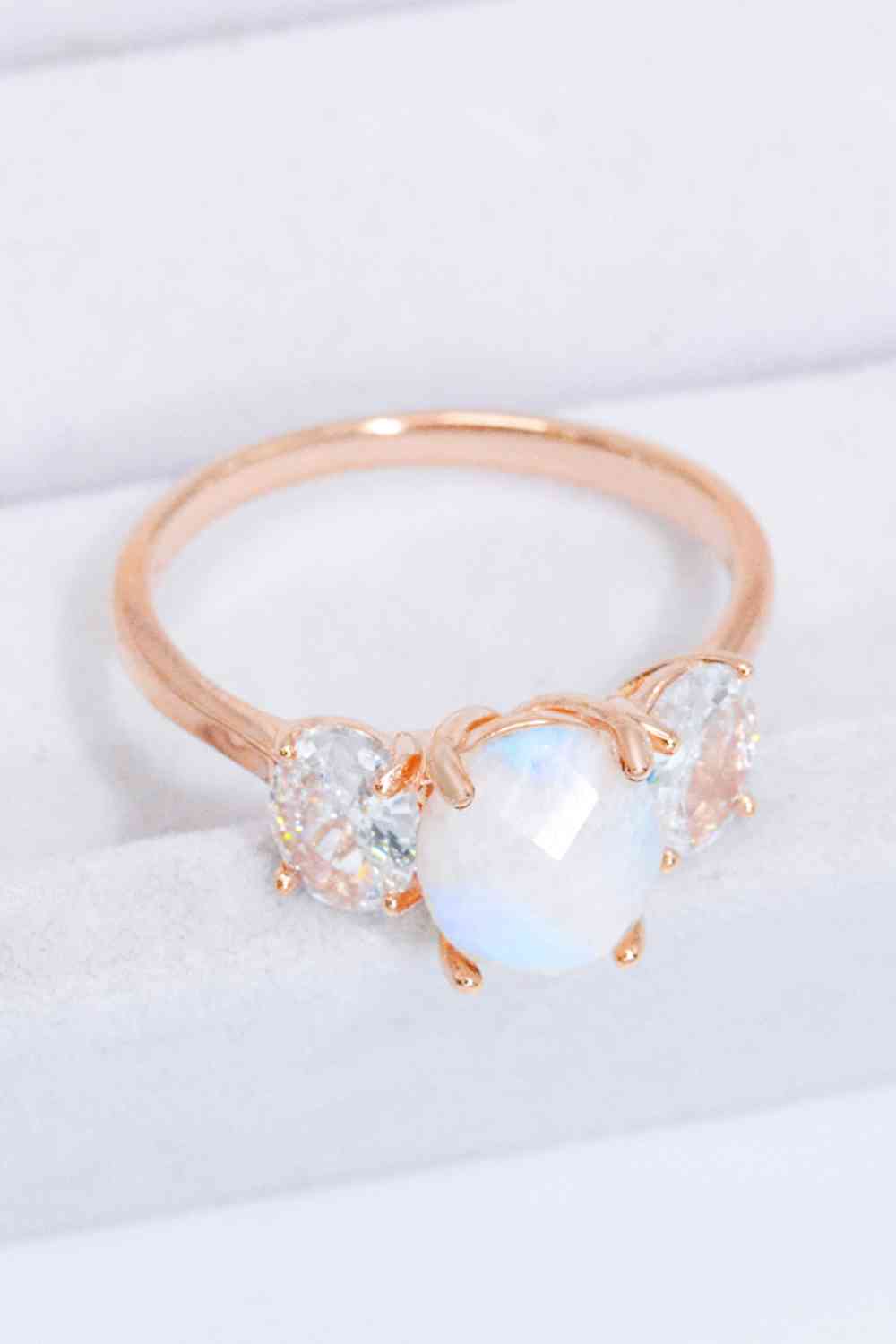 Natural Moonstone and Zircon Ring - Ladyez