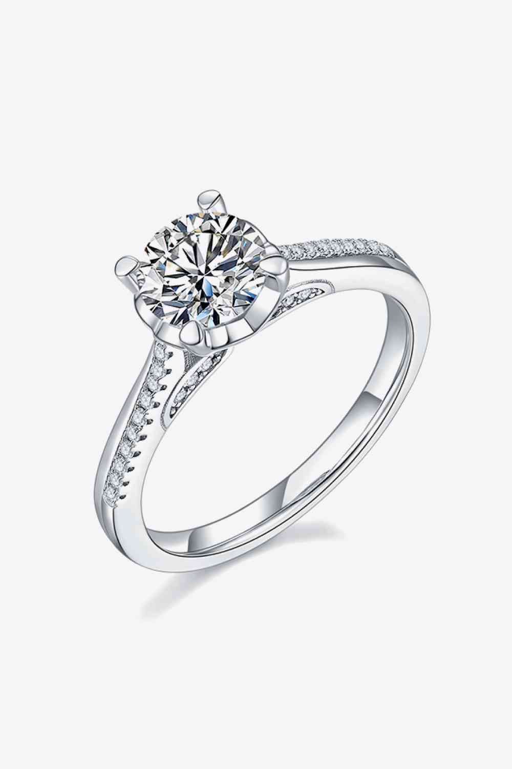 Adored 1 Carat Moissanite 925 Sterling Silver Side Stone Ring - Ladyez