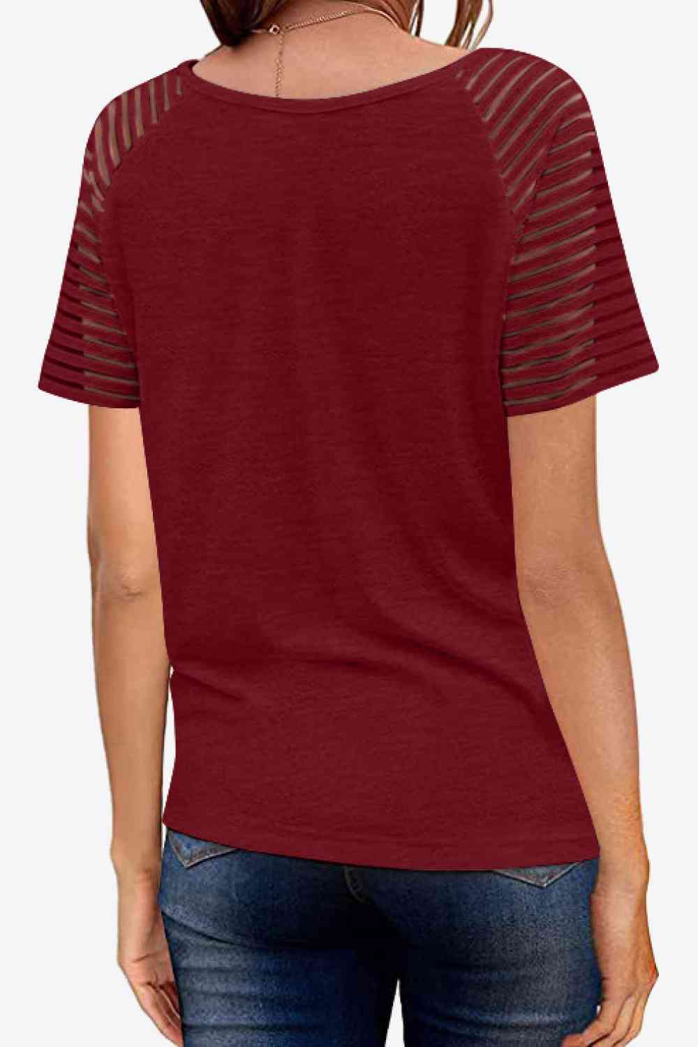 V-Neck Raglan Sleeve Tee - Ladyez