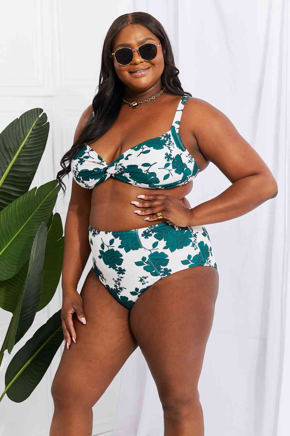 Marina West Swim Take A Dip Twist High-Rise Bikini in Forest - Ladyez