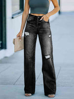 Distressed Straight Leg Jeans - Ladyez