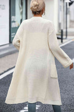 Dropped Shoulder Long Sleeve Cardigan with Pocket - Ladyez