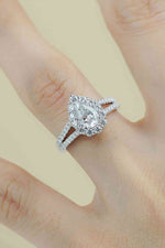 1 Carat Moissanite Teardrop Split Shank Ring - Ladyez