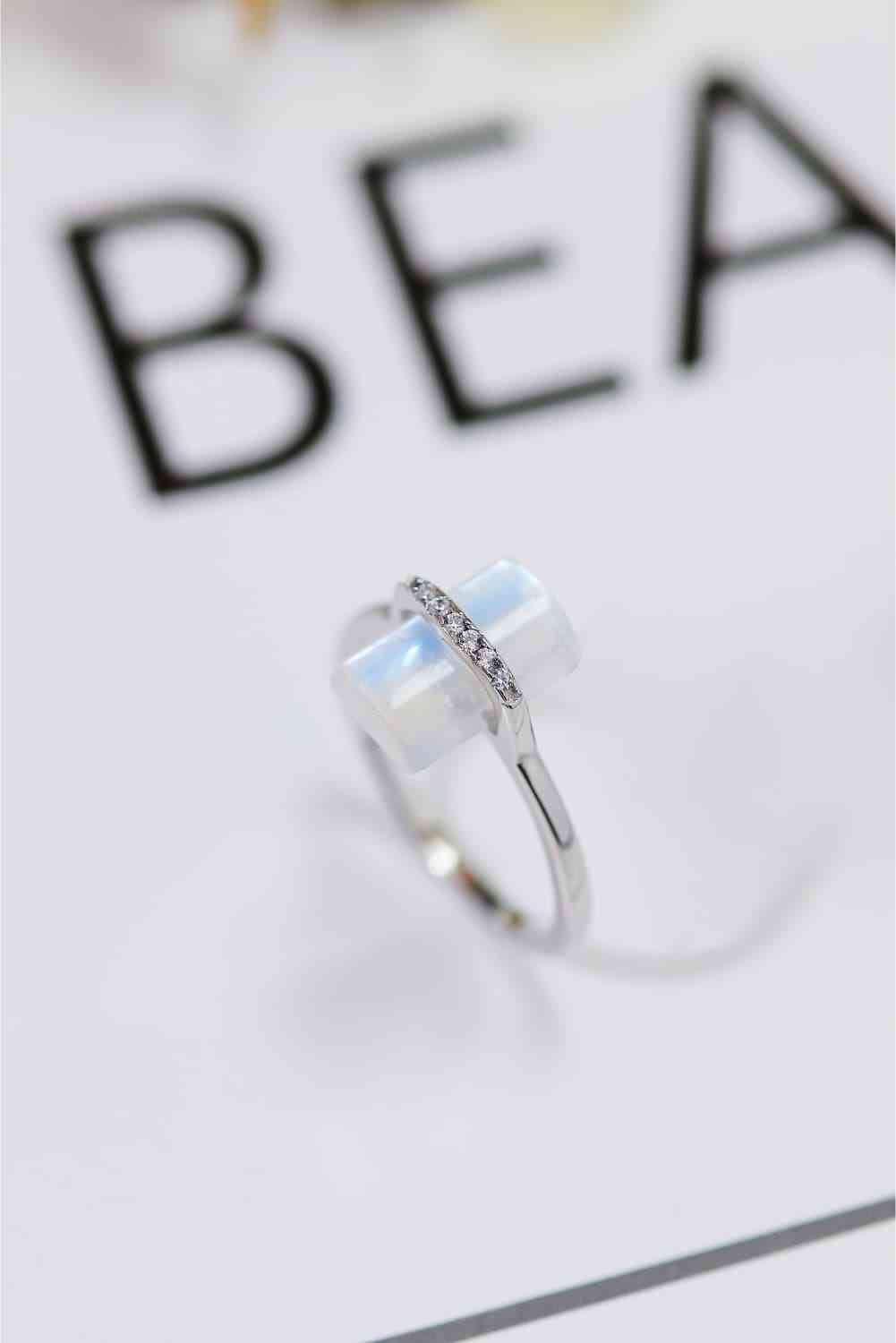 Natural Moonstone Platinum-Plated Ring - Ladyez