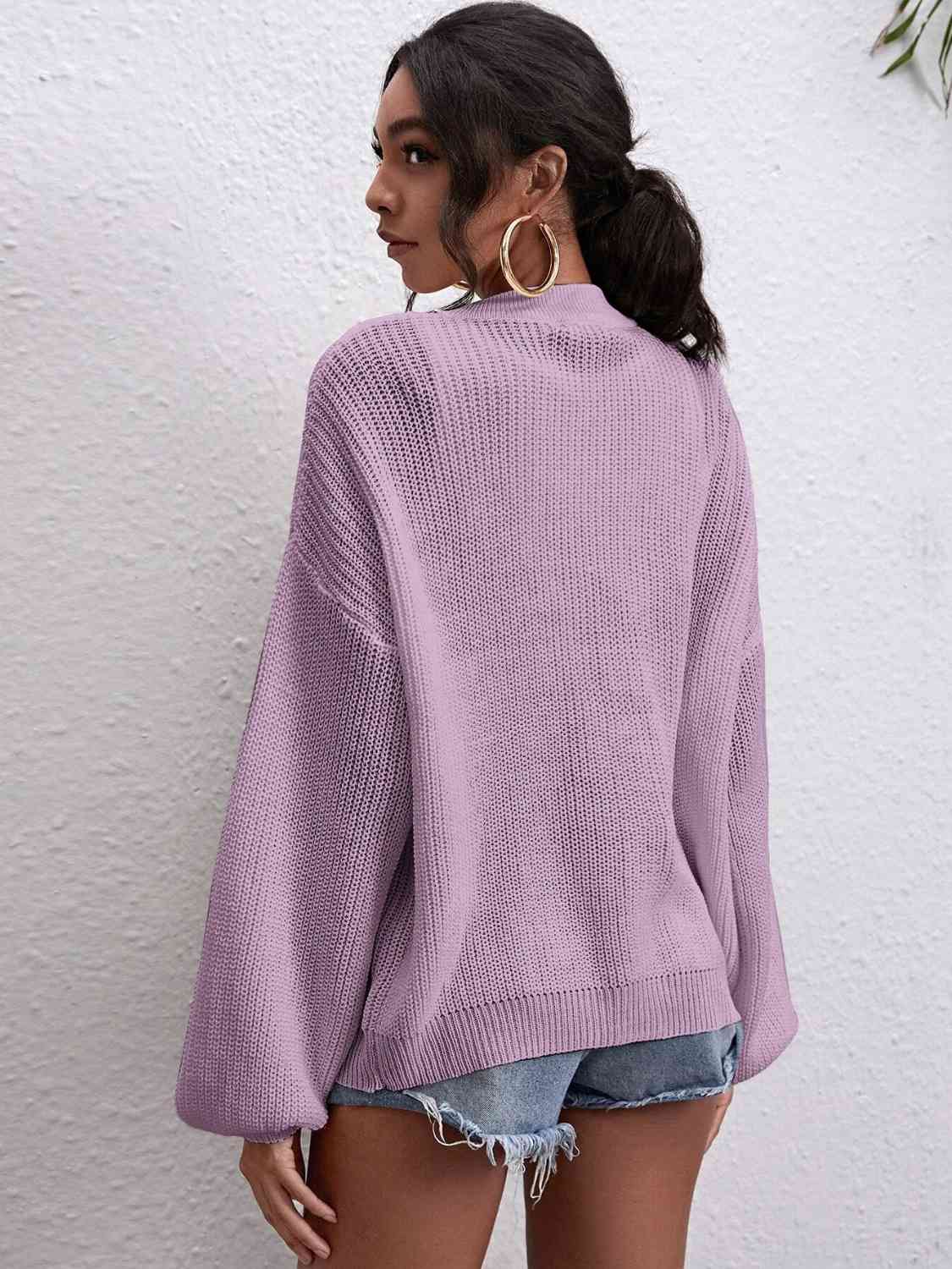 Button Down Dropped Shoulder Cardigan - Ladyez