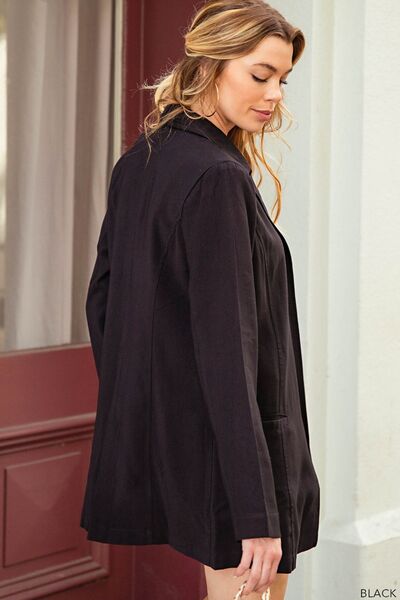 Kori America Open Front Long Sleeve Blazer - Ladyez