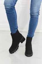 MMShoes Work For It Matte Lug Sole Chelsea Boots in Black - Ladyez